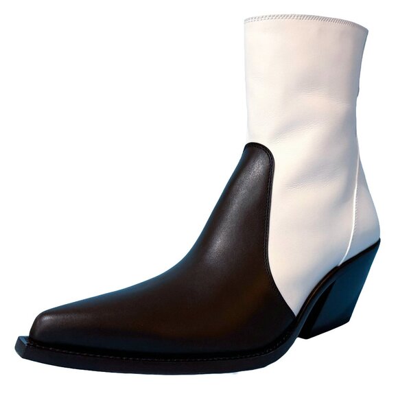 Brand New Givenchy Color Block Black and White Leather Cowboy Boots - Picture 1 of 14